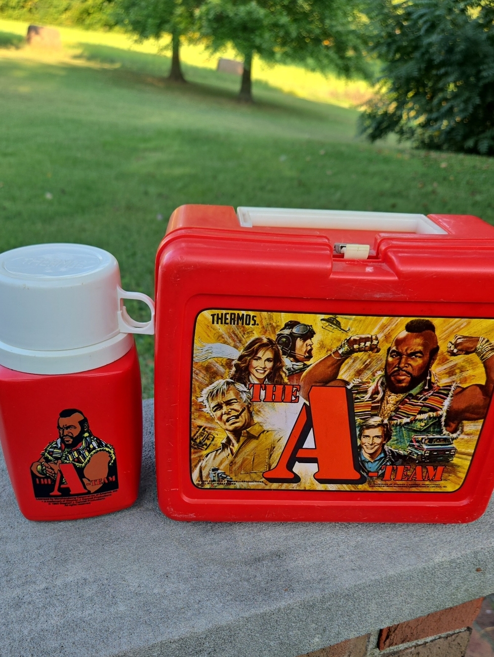 Vintage Red A-Team Insulated Lunchbox & Thermos Set 1983